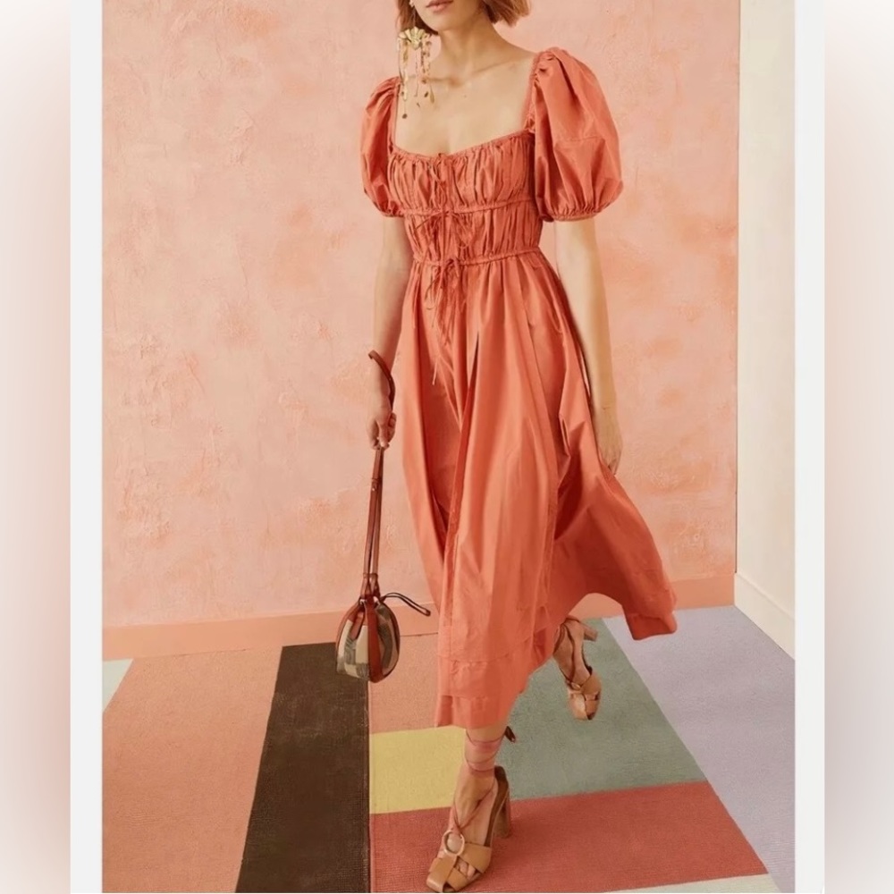 Ulla Johnson Palma Dress Size 0 Terracotta Puff Sleeve